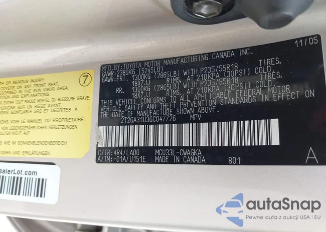 2T2GA31U36C047726: 44522275