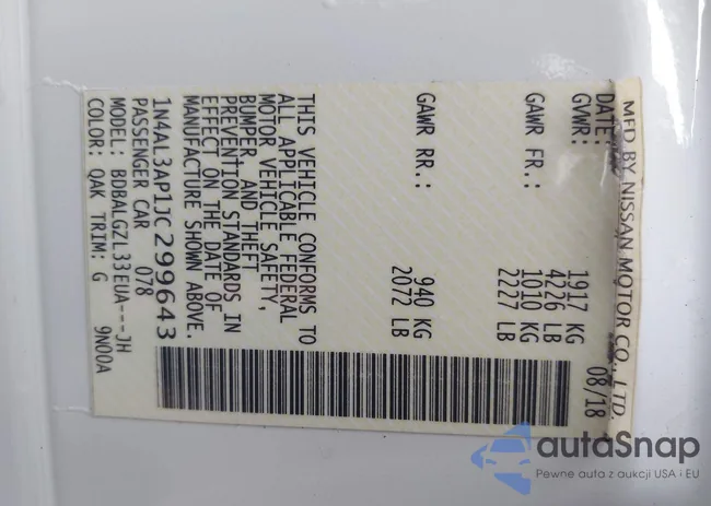 1N4AL3AP1JC299643: 44522436