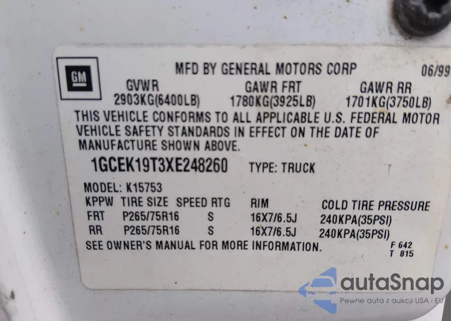 1GCEK19T3XE248260: 44522451