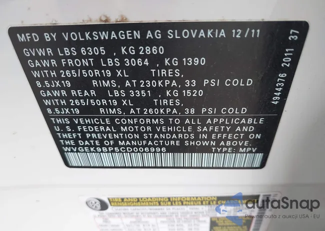 WVGEK9BP5CD006996: 44523656