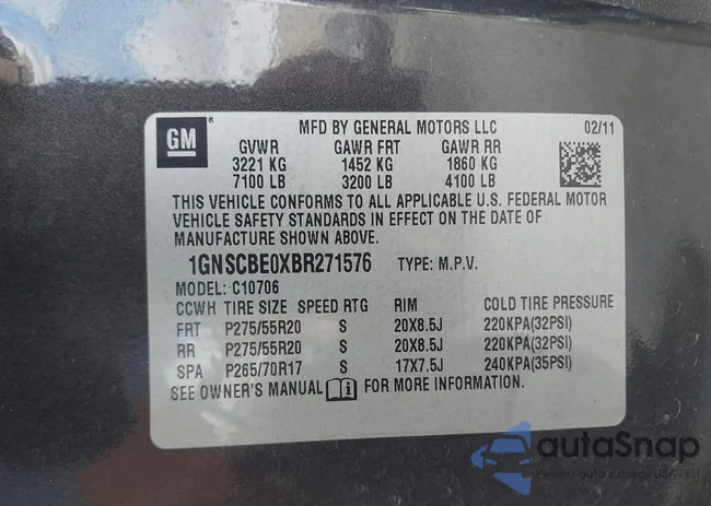 1GNSCBE0XBR271576: 44524053