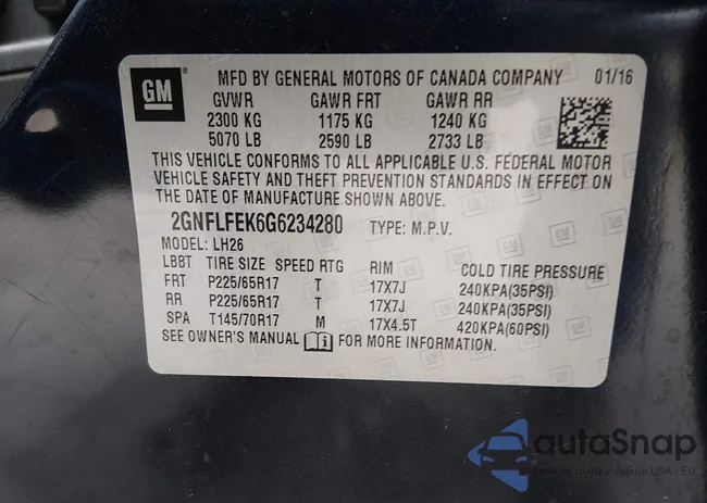 2GNFLFEK6G6234280: 44524105