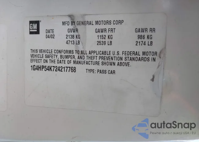 1G4HP54K724217768: 44523262