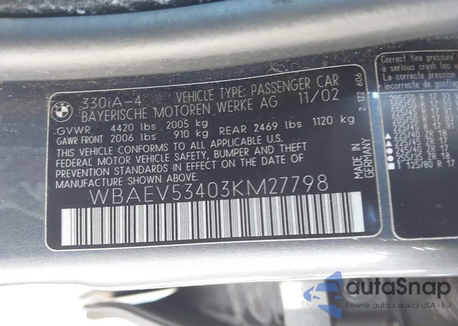 WBAEV53403KM27798: 44523552