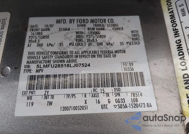 5LMFU28518LJ07524: 44523627