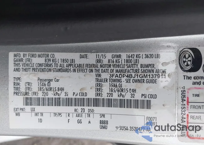 3FADP4BJ1GM137911: 44525043