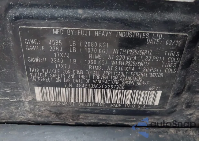 4S4BRBACXC3267986: 44524238