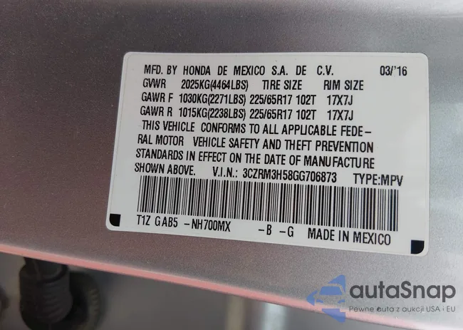 3CZRM3H58GG706873: 44524250