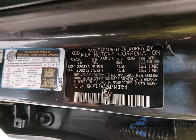 KNDEU2AA2M7143154: 44524400