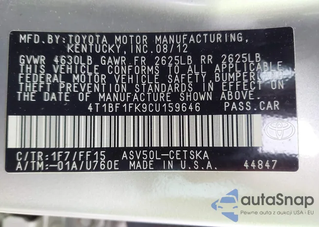 4T1BF1FK9CU159646: 44524479