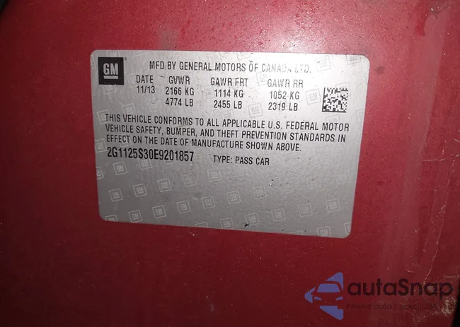 2G1125S30E9201857: 44524600