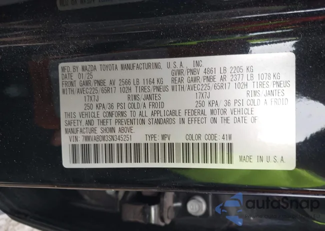 7MMVABDM3SN345251: 44525631