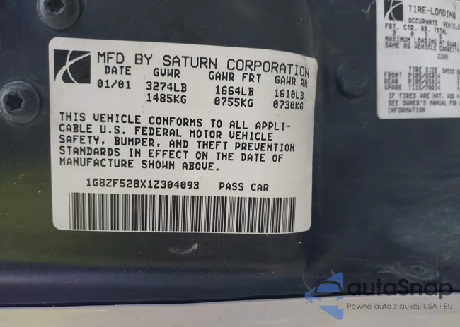 1G8ZF528X1Z304093: 44525643