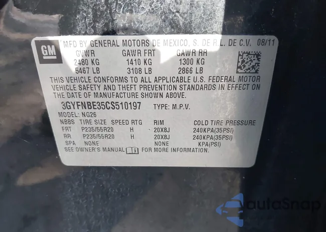 3GYFNBE35CS510197: 44525914