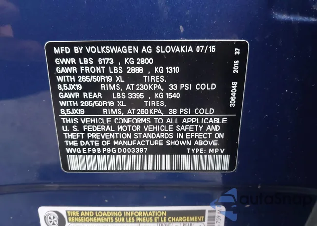 WVGEF9BP9GD003397: 44525945