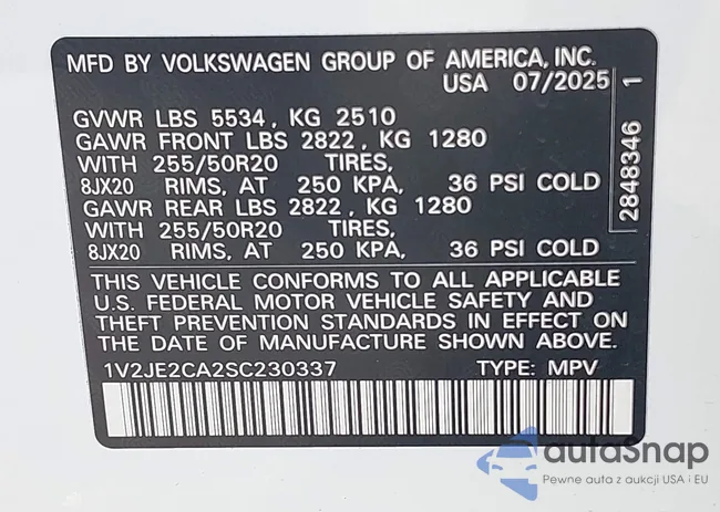 1V2JE2CA2SC230337: 44525946