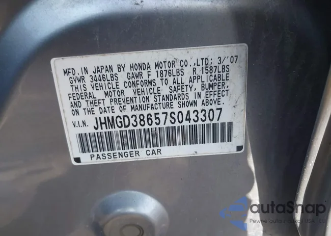 JHMGD38657S043307: 44525978