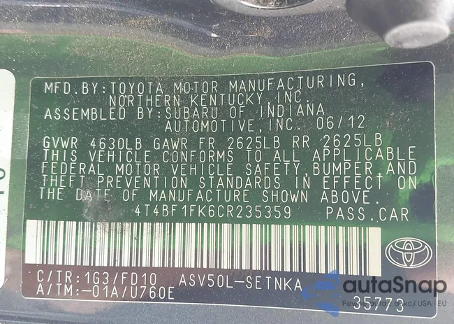 4T4BF1FK6CR235359: 44526021