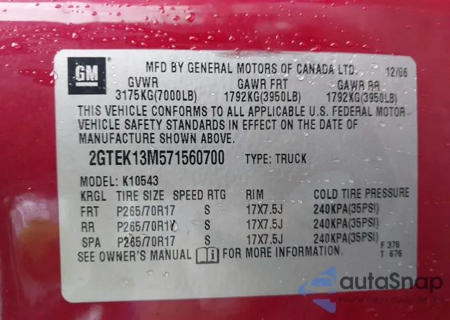 2GTEK13M571560700: 44526080