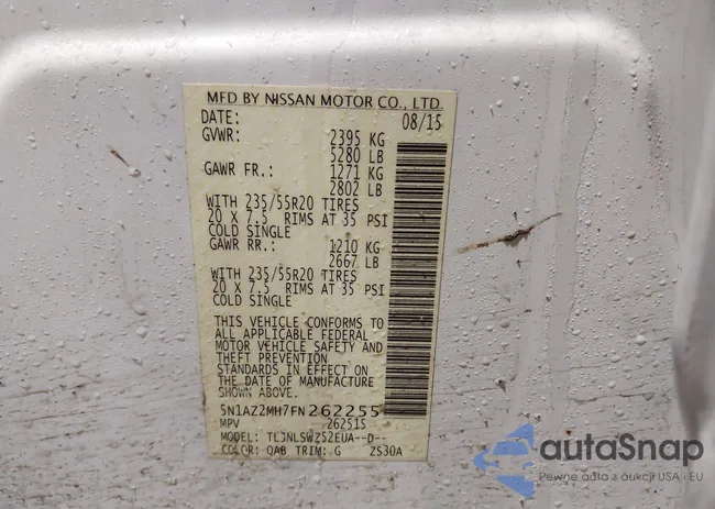 5N1AZ2MH7FN262255: 44525243