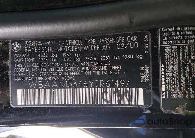WBAAM5346YJR61497: 44525270