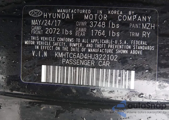 KMHTC6AD4HU322102: 44526658