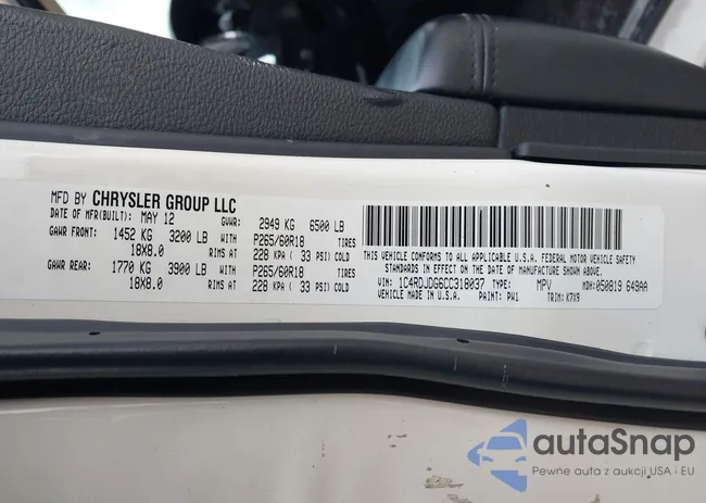 1C4RDJDG6CC318037: 44526660