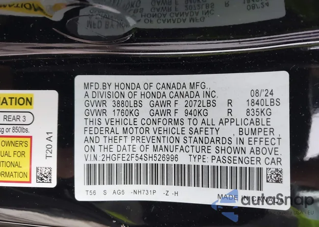 2HGFE2F54SH526996: 44526291