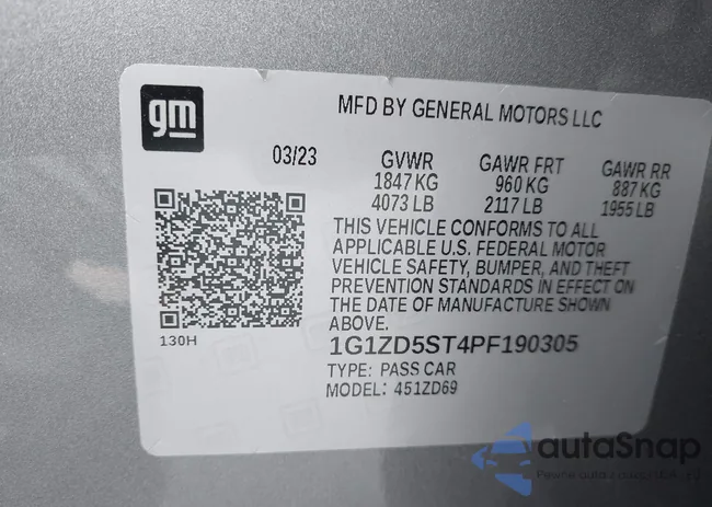 1G1ZD5ST4PF190305: 44526390