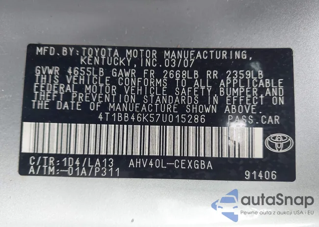 4T1BB46K57U015286: 44526504