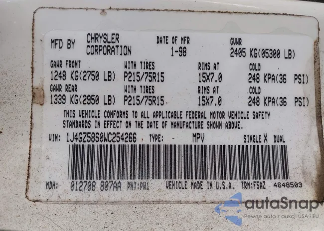 1J4GZ58S0WC254266: 44526525