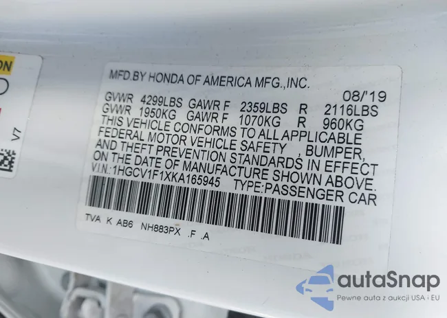 1HGCV1F1XKA165945: 44527872