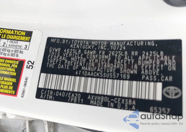 4T1DAACK5SU557169: 44528103