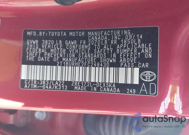 2T1BURHE2FC248430: 44527418