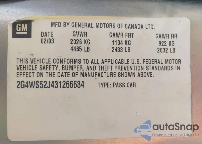 2G4WS52J431266634: 44528983