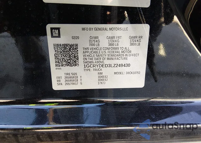 1GCRYDED3LZ249430: 44529029