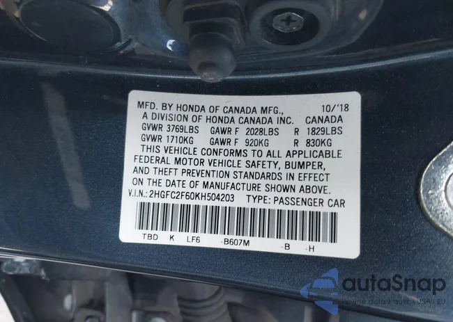 2HGFC2F60KH504203: 44529175