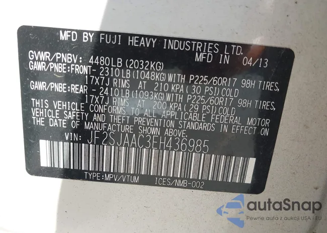JF2SJAAC3EH436985: 44529181