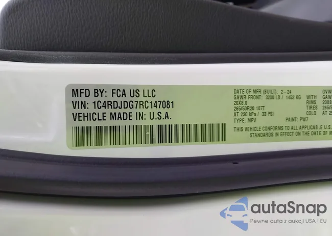 1C4RDJDG7RC147081: 44529192