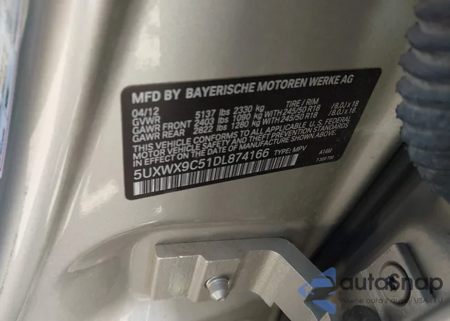 5UXWX9C51DL874166: 44528338