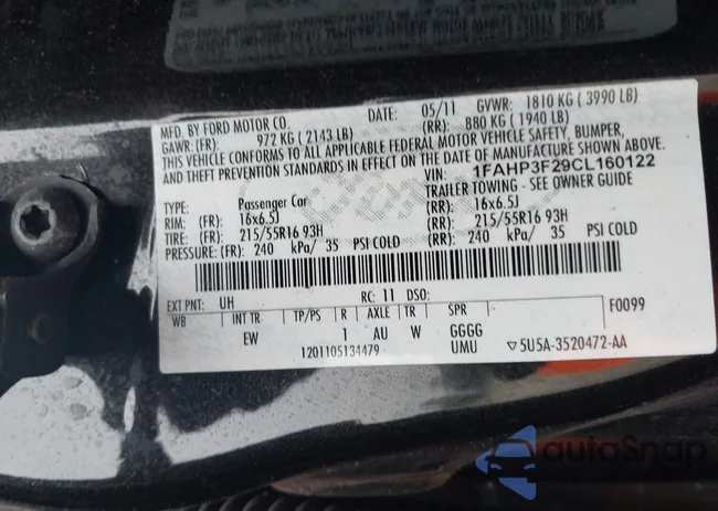 1FAHP3F29CL160122: 44529905