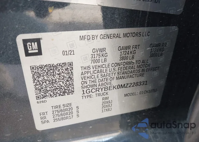 1GCRYBEK0MZ228331: 44530719