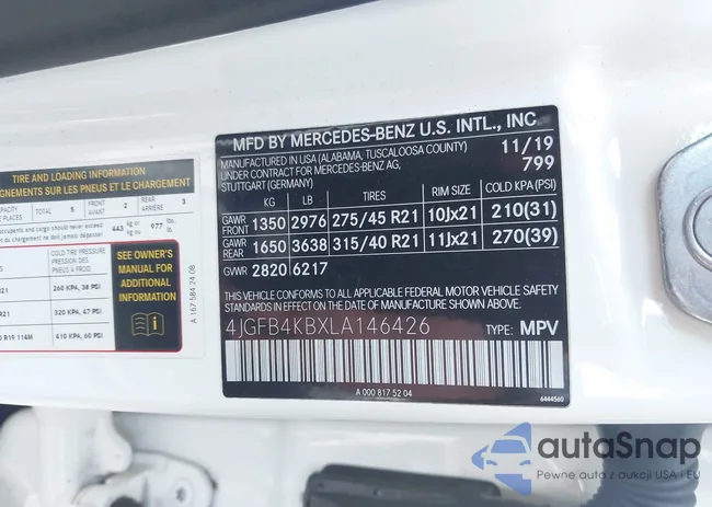 4JGFB4KBXLA146426: 44531022