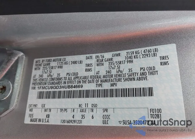 1FMCU9GD3HUB84669: 44531171