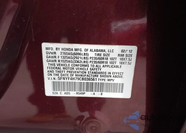 5FNYF4H79CB036561: 44531197