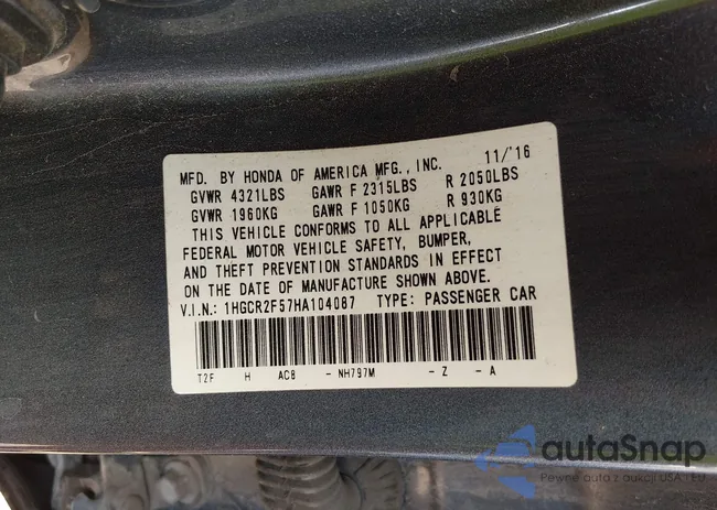 1HGCR2F57HA104087: 44530403