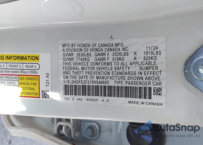 2HGFE2F21SH546600: 44532149