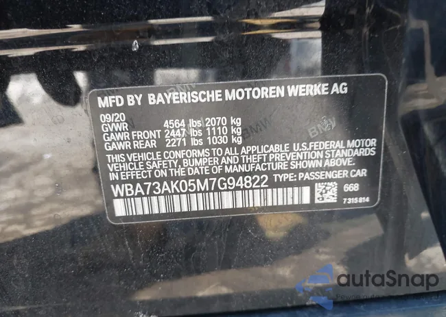 WBA73AK05M7G94822: 44531490