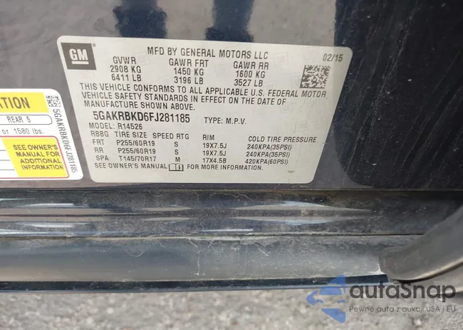 5GAKRBKD6FJ281185: 44531522