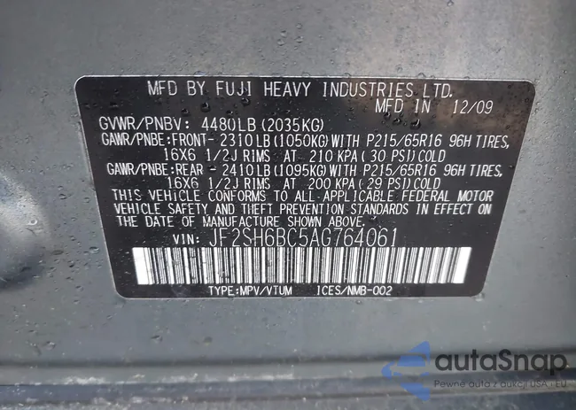 JF2SH6BC5AG764061: 44531574